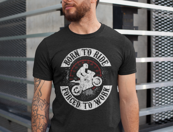 "Born To Ride, Forced To Work" Unisex Softstyle T-Shirt 4