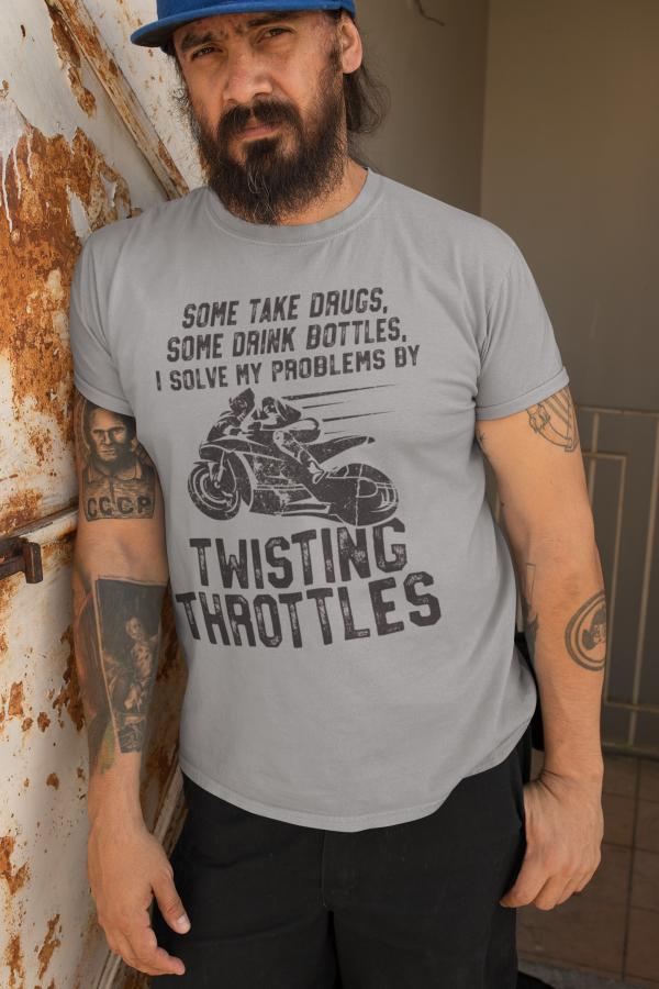 "Twisting Throttles Solves My Problems" Unisex Premium Softstyle T-Shirt 1