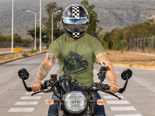 FUEL, RIDE, REPEAT Superbike T-Shirt for Bikers, Motorcycle Gift Tee, Unisex Softstyle Shirt, Motorbike Lover Present, Racing Apparel