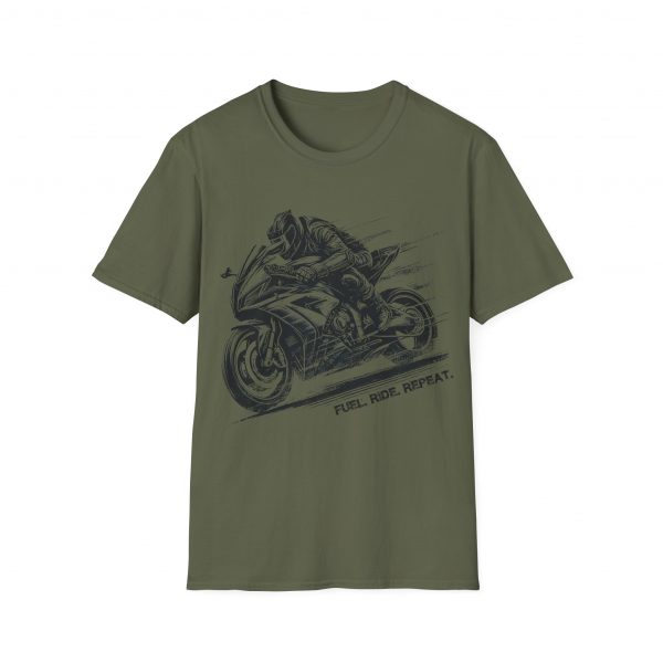 FUEL, RIDE, REPEAT Superbike T-Shirt for Bikers, Motorcycle Gift Tee, Unisex Softstyle Shirt, Motorbike Lover Present, Racing Apparel - Image 2